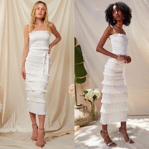 NEW NWT V. Chapman Lily Midi Dress In White